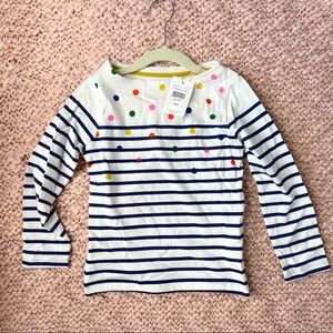 NWT Mini Boden Everyday Breton Long Sleeve T-Shirt Rainbow Polka Dots (4-5T)